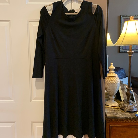 LOFT Cold Shoulder Flare Dress Size 12 - Picture 2 of 4